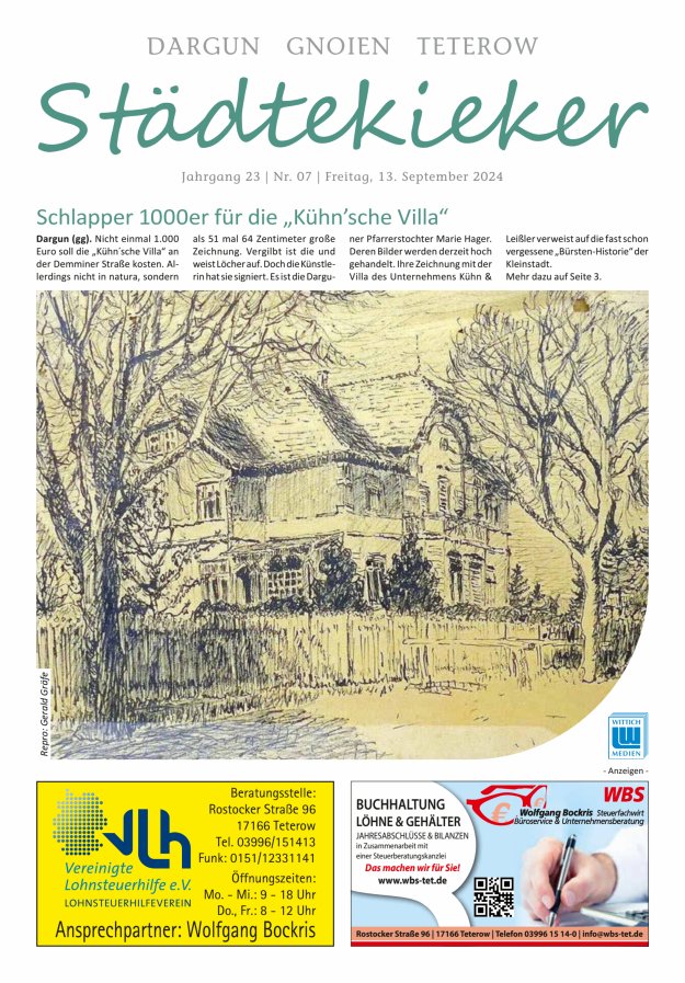 Städte Kieker Gnoien Dargun Teterow Titelblatt 07/2024