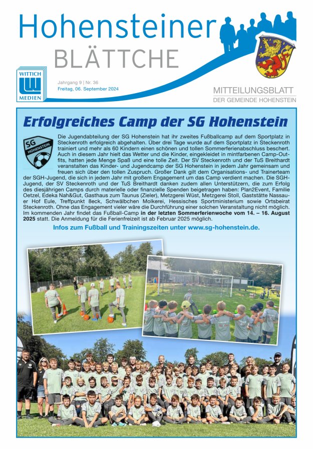 Hohensteiner Blättche Titelblatt 36/2024