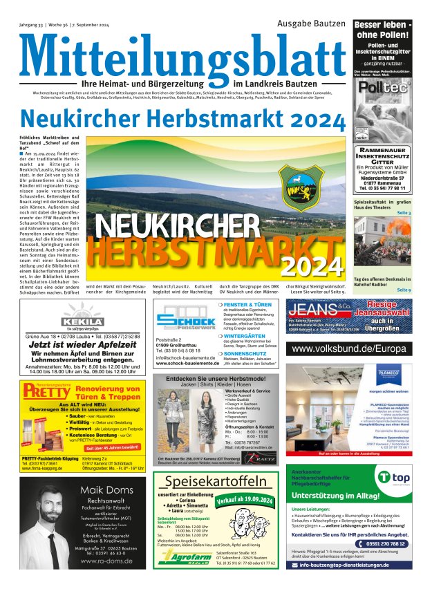 Mitteilungsblatt LK Bautzen Ausgabe Bautzen Titelblatt 35/2024