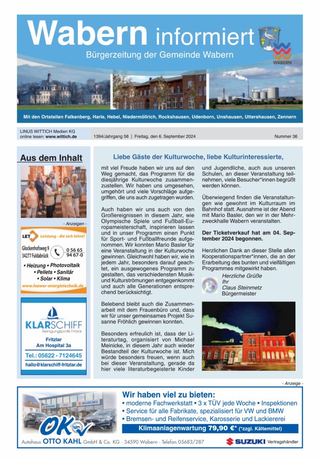 Wabern informiert Titelblatt 36/2024