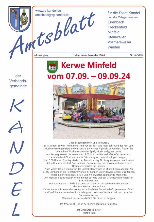 Amtsblatt VG Kandel Titelblatt 36/2024