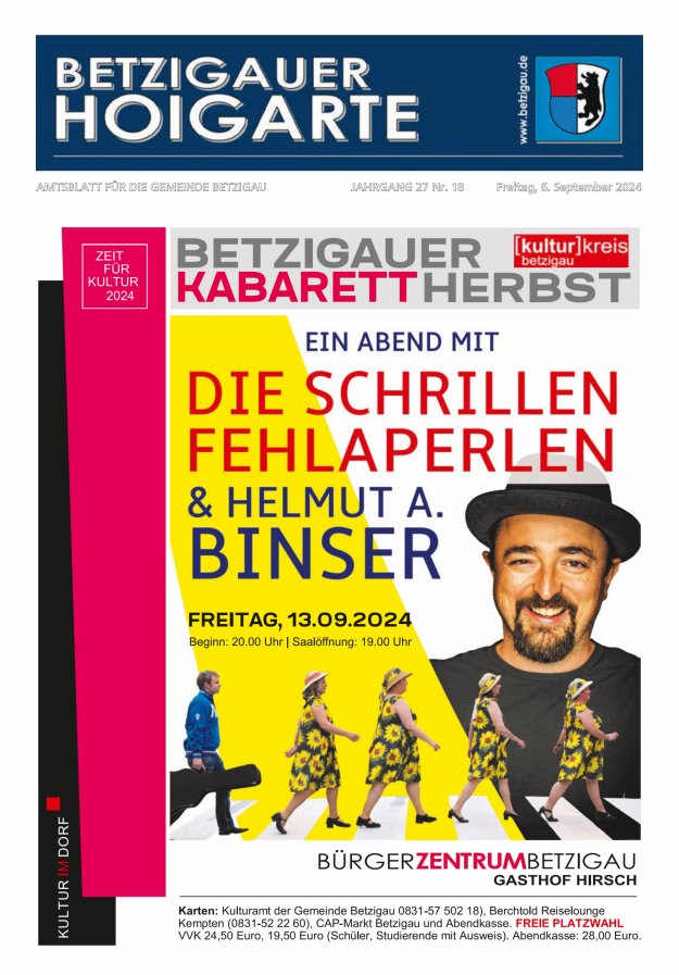Betzigauer Hoigarte Amtsblatt der Gemeinde Betzigau Titelblatt 18/2024