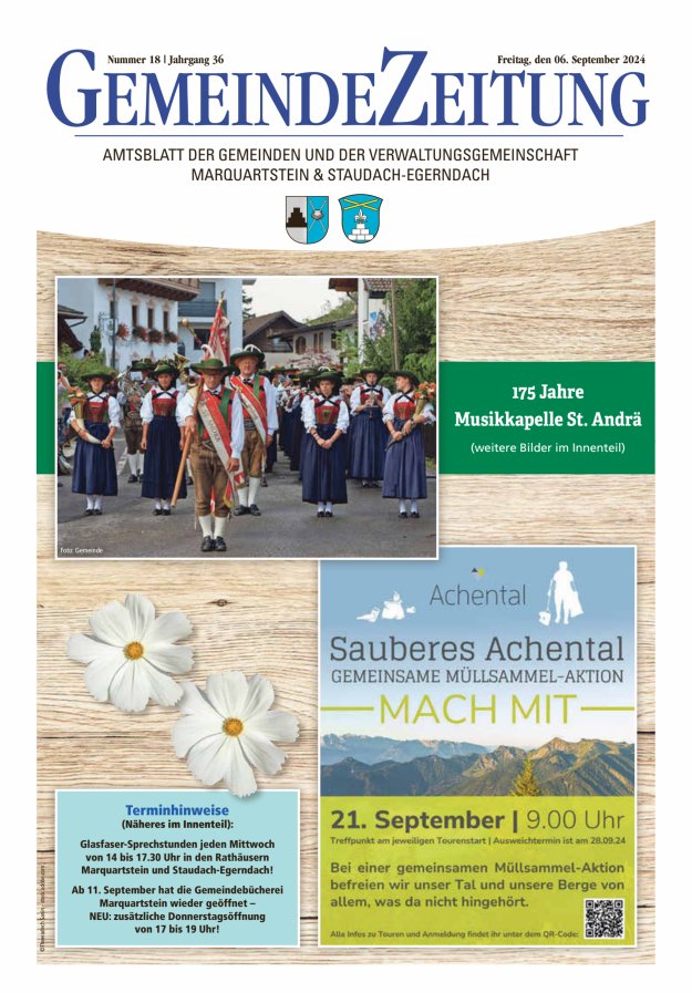 Marquartsteiner und Staudach-Egerndacher Nachrichten Titelblatt 18/2024