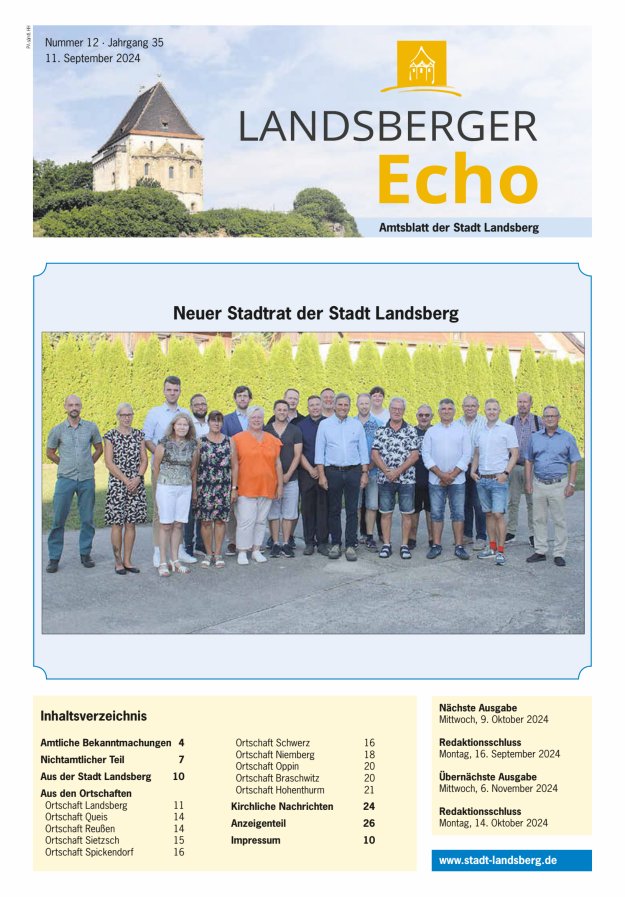 Landsberger Echo – Amtsblatt der Stadt Landsberg Titelblatt 12/2024