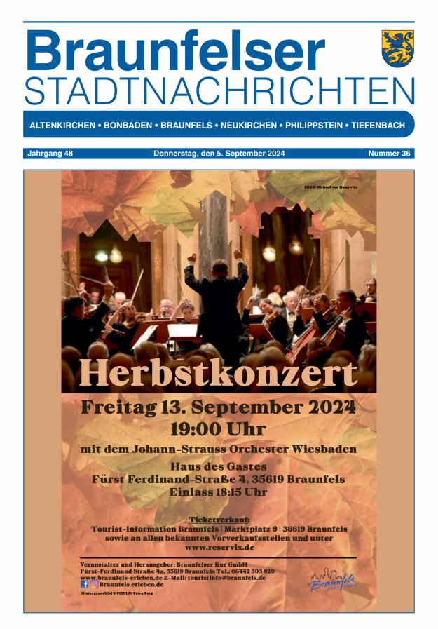 Braunfelser Stadtnachrichten Titelblatt 36/2024