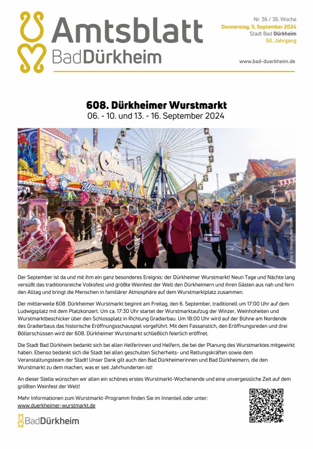 Bad Dürkheimer Woche Titelblatt 36/2024