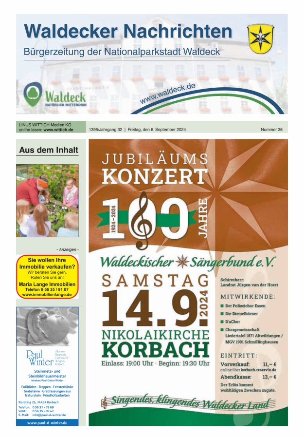 Waldecker Nachrichten Titelblatt 36/2024