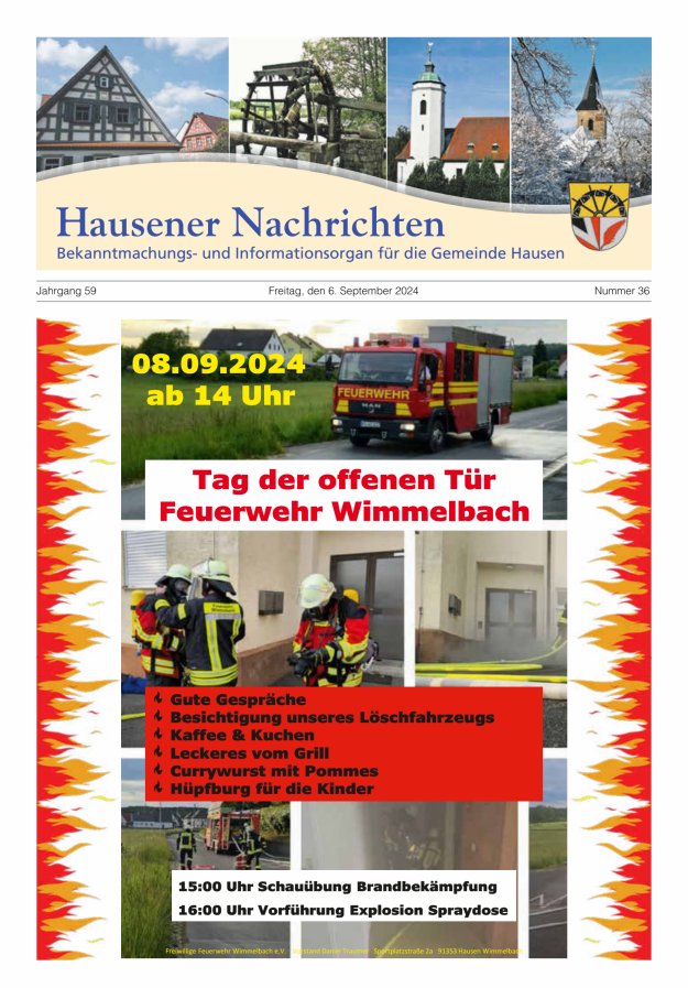 Hausener Nachrichten Titelblatt 36/2024