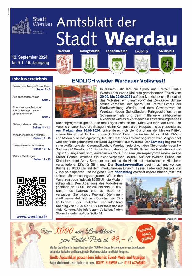 Amtsblatt der Stadt Werdau Titelblatt 09/2024