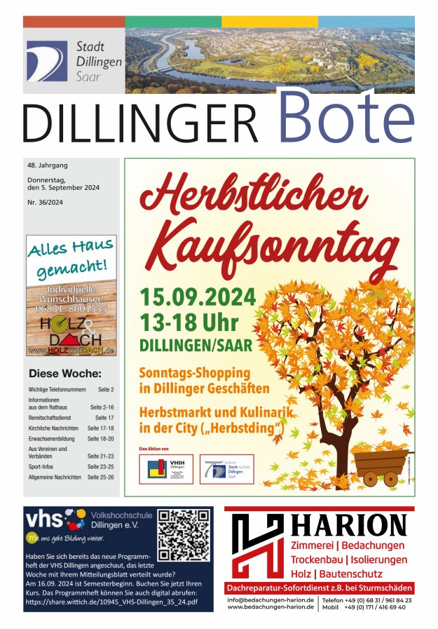 Dillinger Bote Titelblatt 36/2024