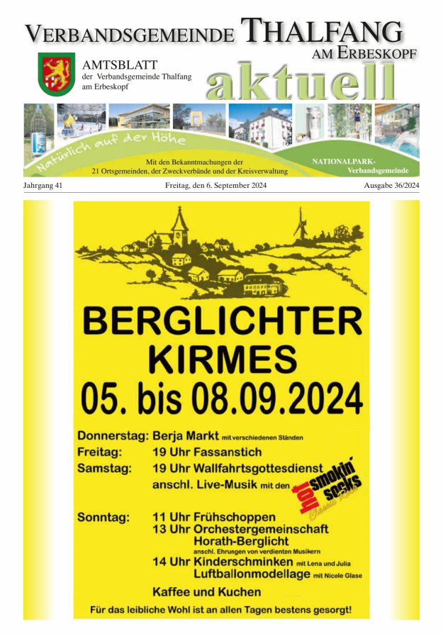 Thalfang aktuell - Amtsblatt VG Thalfang Titelblatt 36/2024