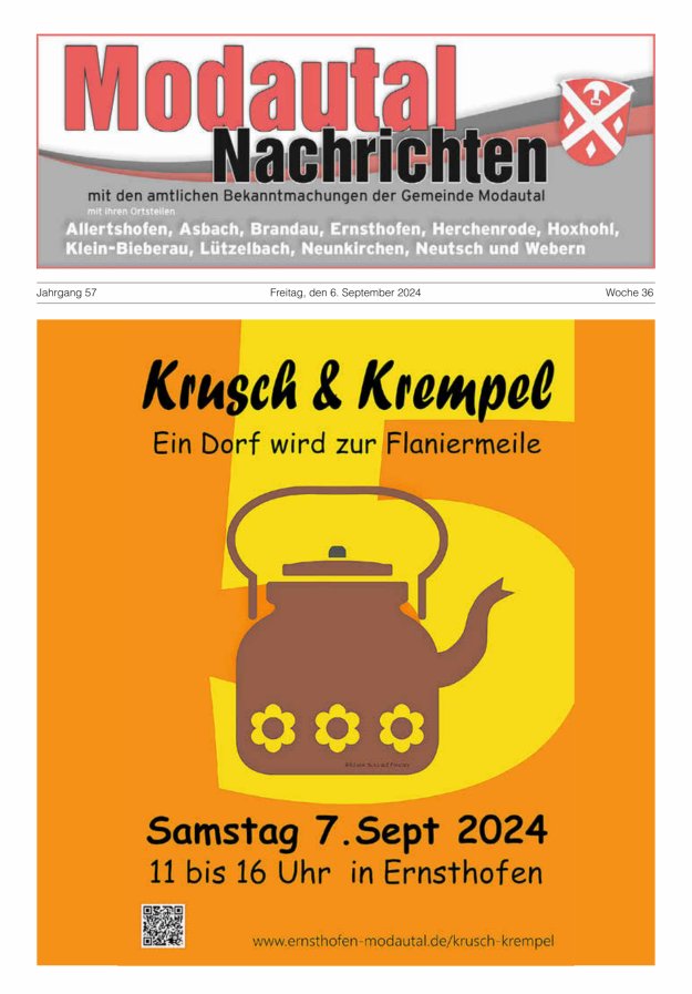 Modautal-Nachrichten Titelblatt 36/2024