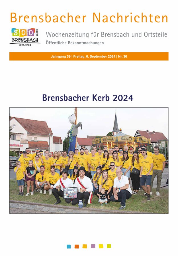 Brensbacher Nachrichten Titelblatt 36/2024