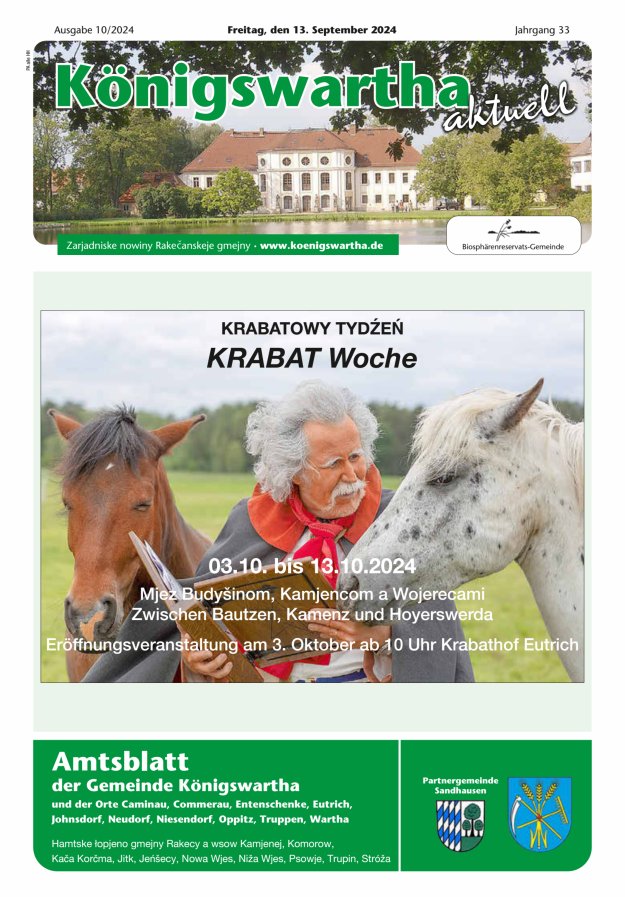Königswartha aktuell - Amtsblatt der Gemeinde Königswartha Titelblatt 10/2024