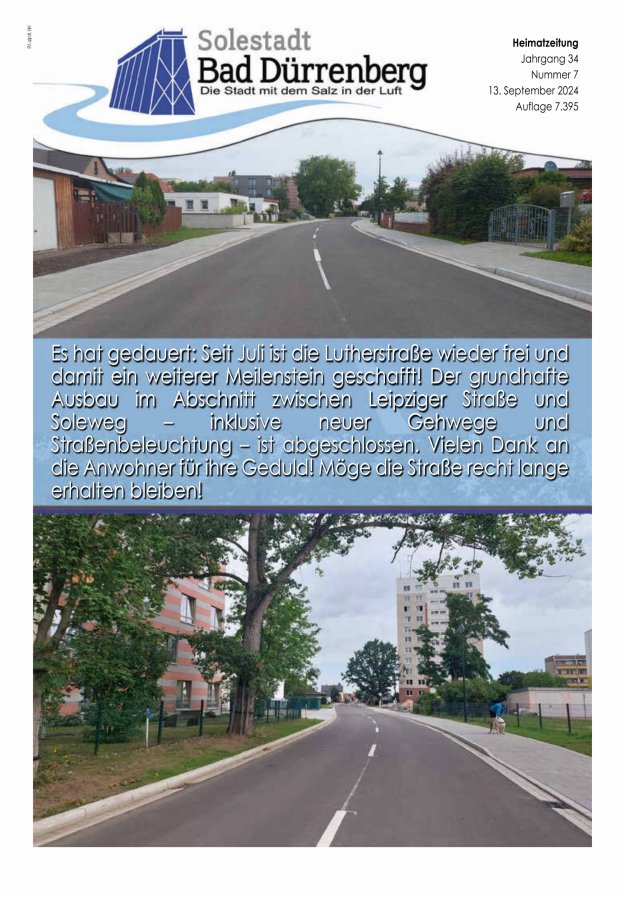 Stadt Bad Dürrenberg Heimatzeitung mit den Ortschaften Titelblatt 07/2024