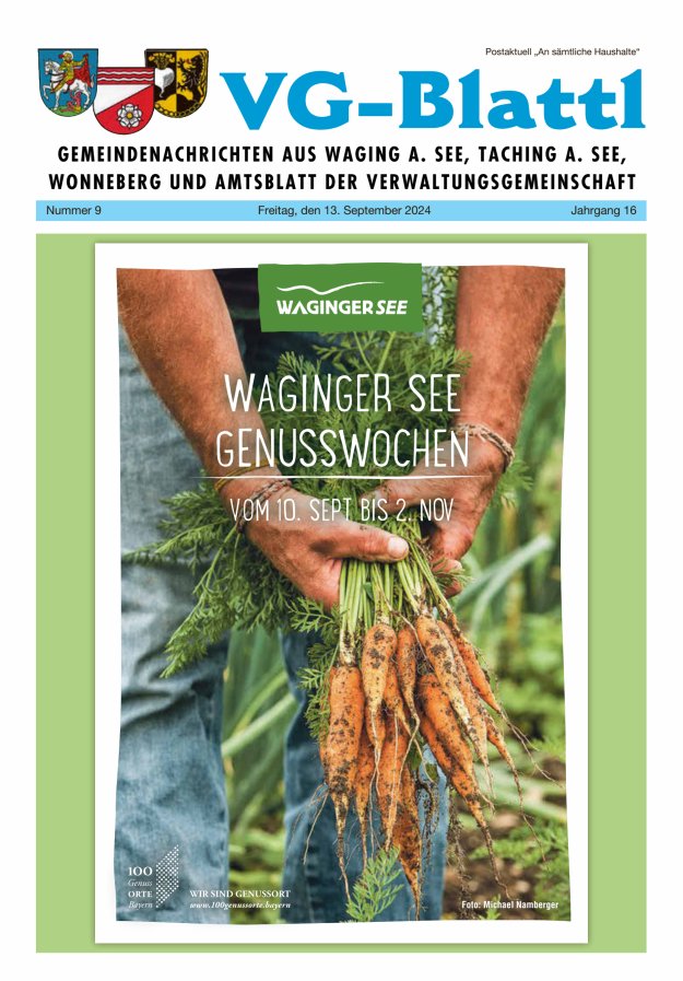 Gemeinde-Zeitung Waging a See Titelblatt 09/2024