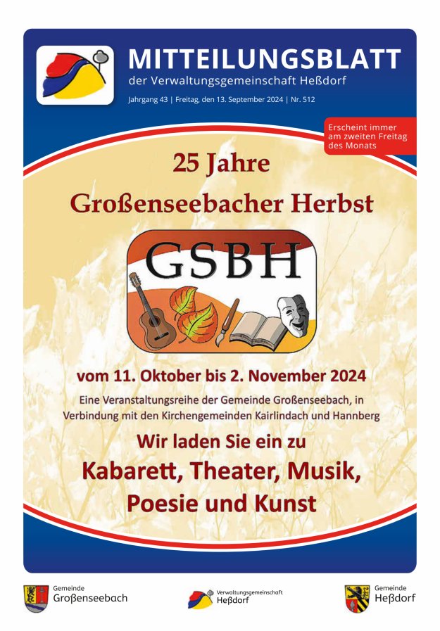 Mitteilungsblatt der Verwaltungsgemeinschaft Heßdorf Titelblatt 512/2024