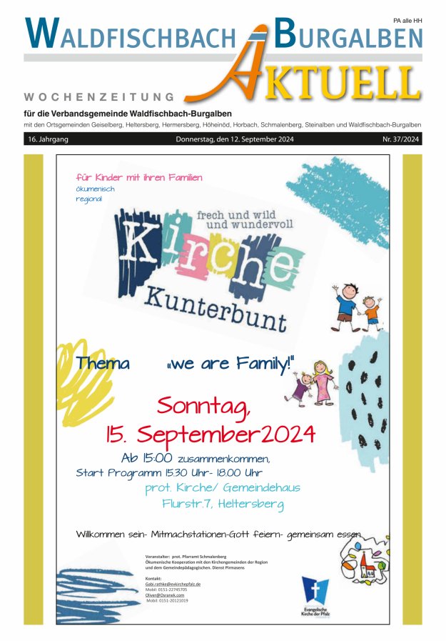 Amtsblatt der Verbandsgemeinde Waldfischbach-Burgalben Titelblatt 37/2024