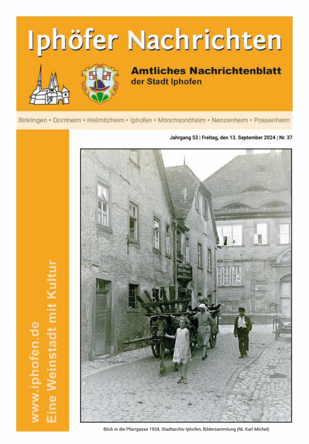 Iphöfer Nachrichten Titelblatt 37/2024
