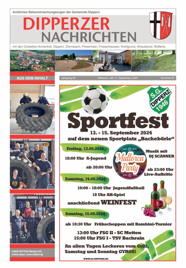 Dipperzer Nachrichten Titelblatt 37/2024