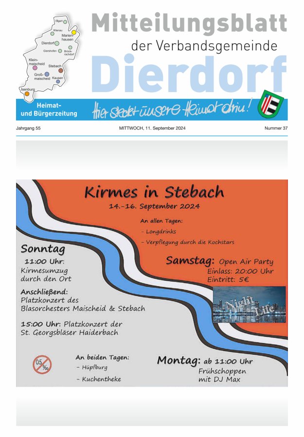 Mitteilungsblatt der Verbandsgemeinde Dierdorf Titelblatt 37/2024