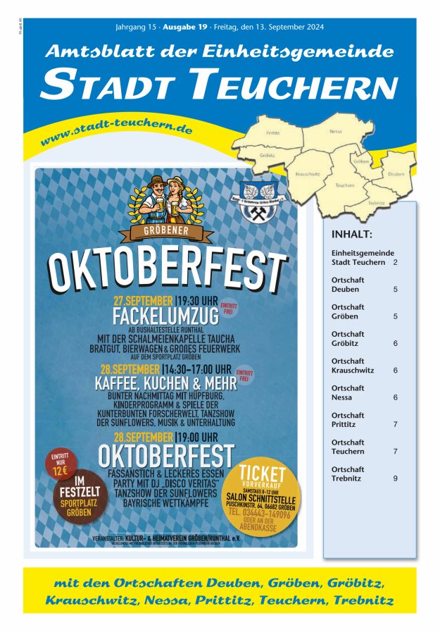 Amtsblatt der Einheitsgemeinde Stadt Teuchern Titelblatt 19/2024