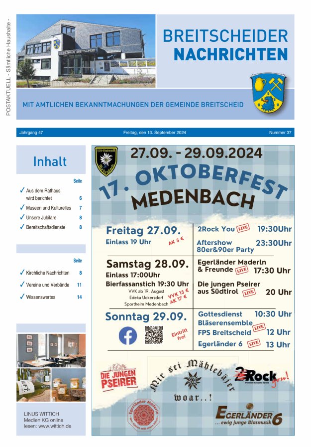 Breitscheider Nachrichten Titelblatt 37/2024