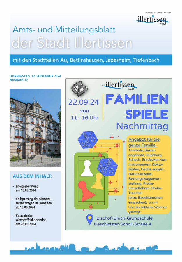 Amts- und Mitteilungsblatt Stadt Illertissen Titelblatt 37/2024