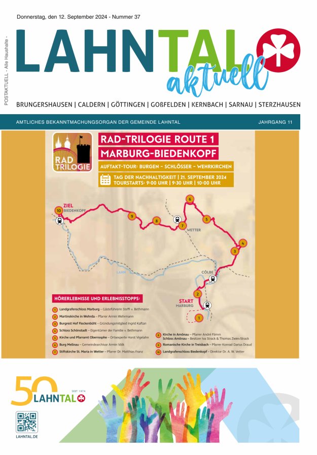 Amtliches Bekanntmachungsorgan der Gemeinde Lahntal Titelblatt 37/2024