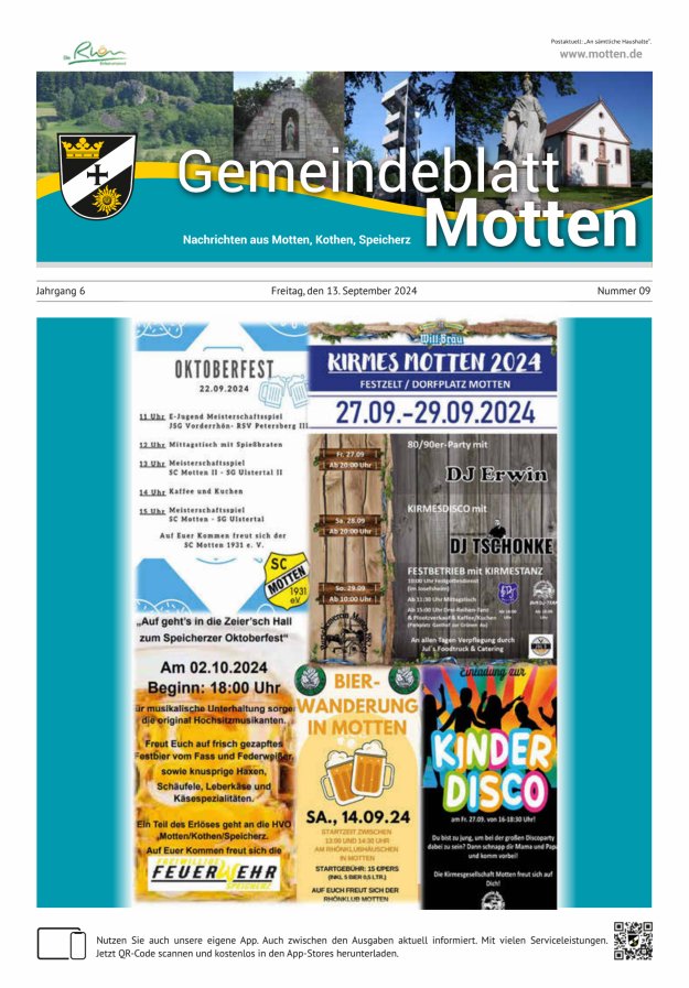 Gemeindeblatt Motten Nachrichten aus Motten Kothen Speicherz Titelblatt 09/2024