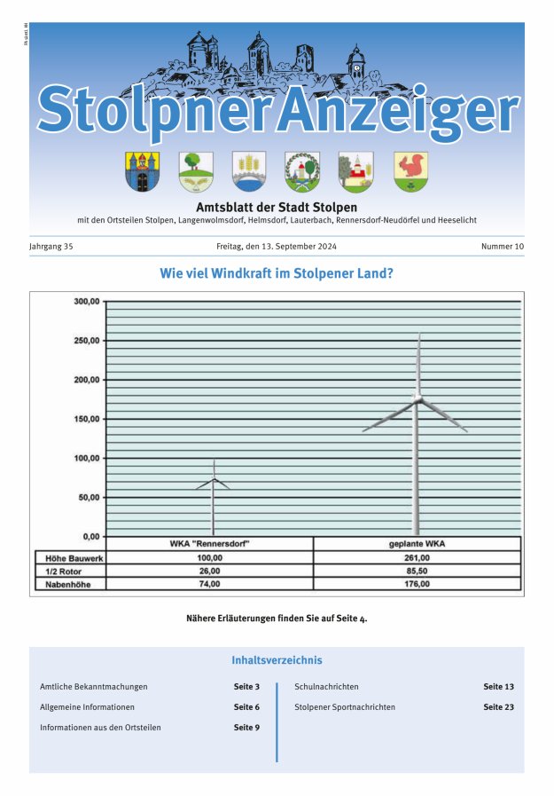 Stolpner Anzeiger - Amtsblatt der Stadt Stolpen mit den Ortsteilen Titelblatt 10/2024