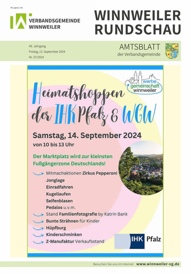 Winnweiler Rundschau Titelblatt 37/2024