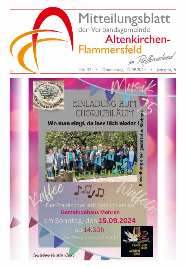 Mitteilungsblatt Verbandsgemeinde Altenkirchen-Flammersfeld Titelblatt 37/2024
