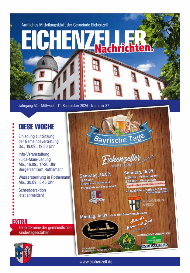 Amtliches Mitteilungsblatt der Gemeinde Eichenzell Titelblatt 37/2024