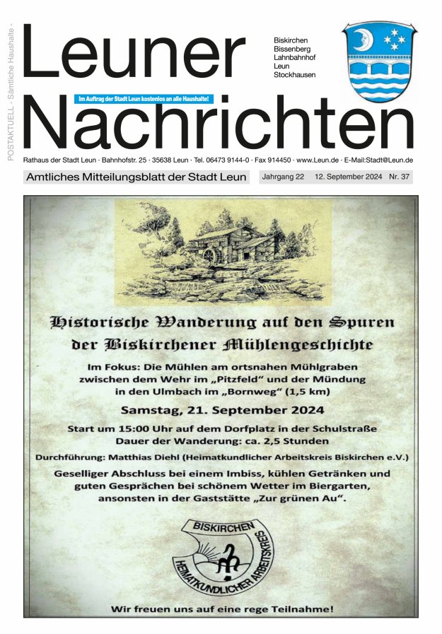Leuner Nachrichten Titelblatt 37/2024