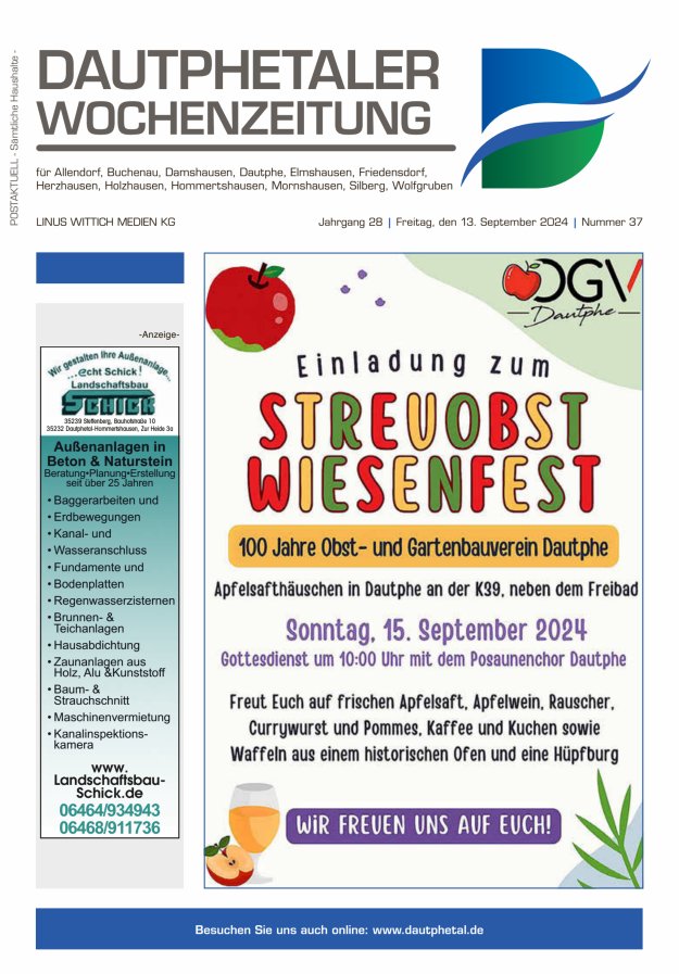 Dautphetaler Wochenzeitung Titelblatt 37/2024