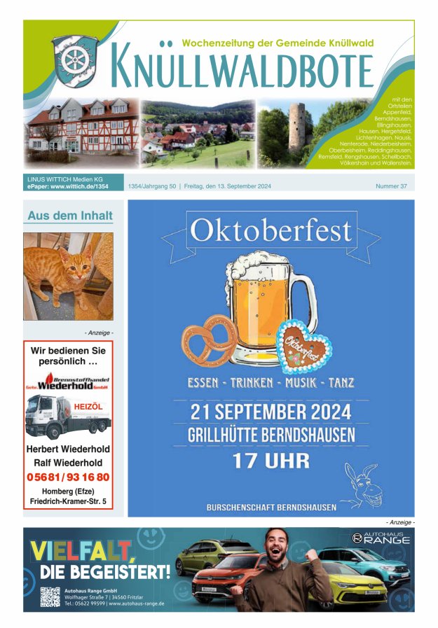 Knüllwaldbote Titelblatt 37/2024