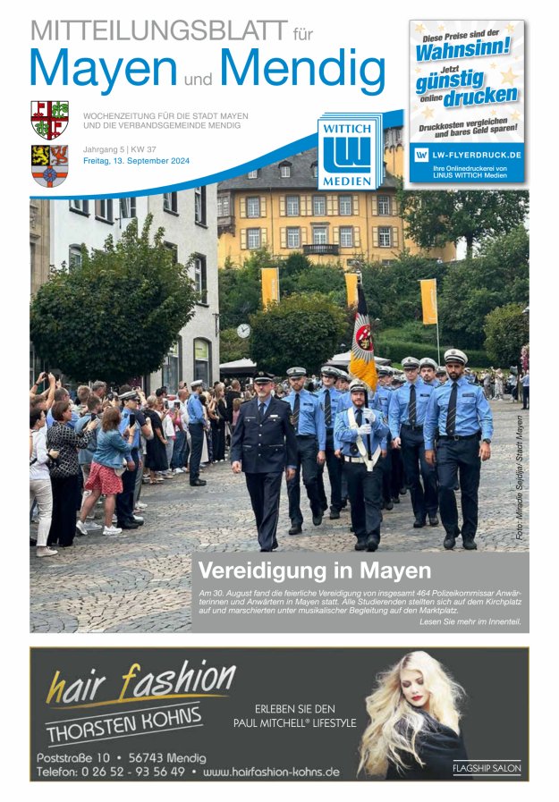 Mitteilungsblatt für Mayen und Mendig Titelblatt 37/2024