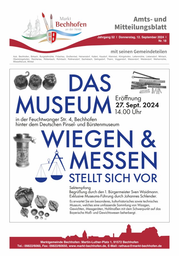 Amts- und Mitteilungsblatt für den Markt Bechhofen Titelblatt 18/2024