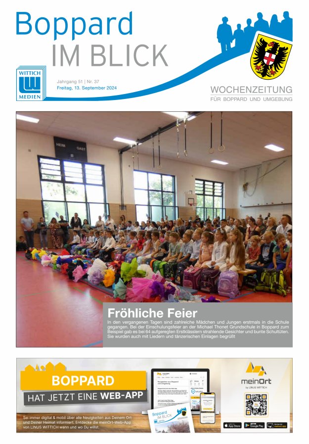 Boppard im Blick - Heimatzeitung für die Stadt Boppard Titelblatt 37/2024