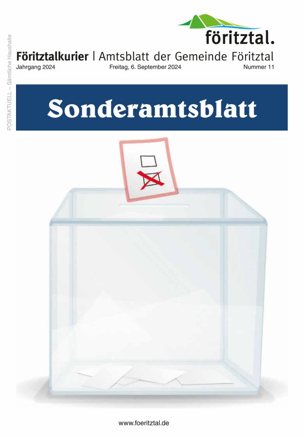 Amtsblatt der Gemeinde Föritztal Titelblatt 11/2024