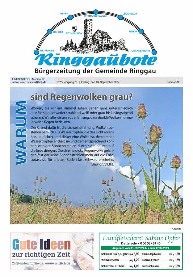 Ringgaubote Titelblatt 37/2024
