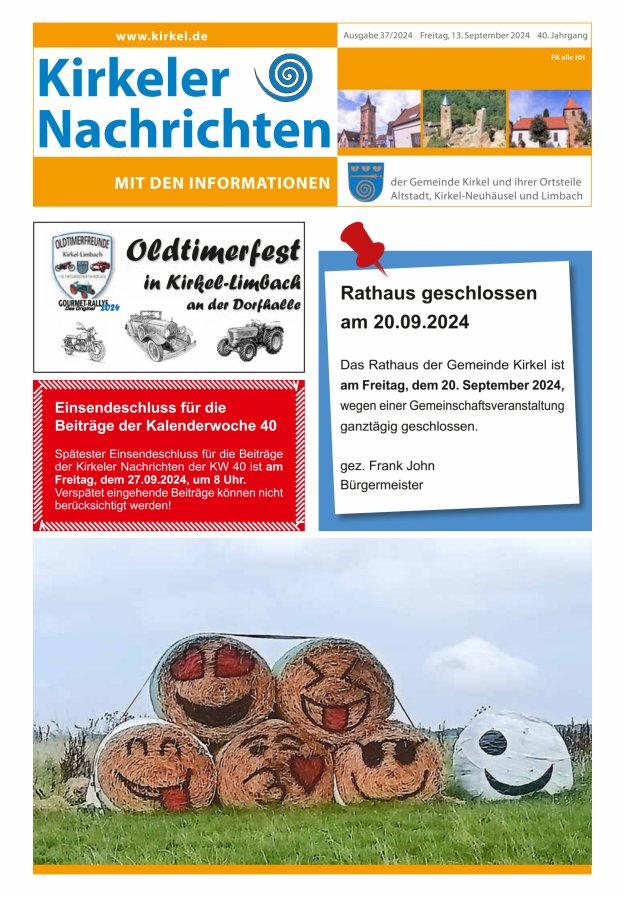 Kirkeler Nachrichten Titelblatt 37/2024
