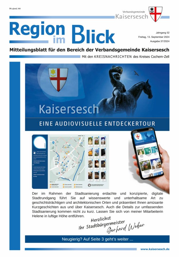 Region im Blick VG Kaisersesch Titelblatt 37/2024