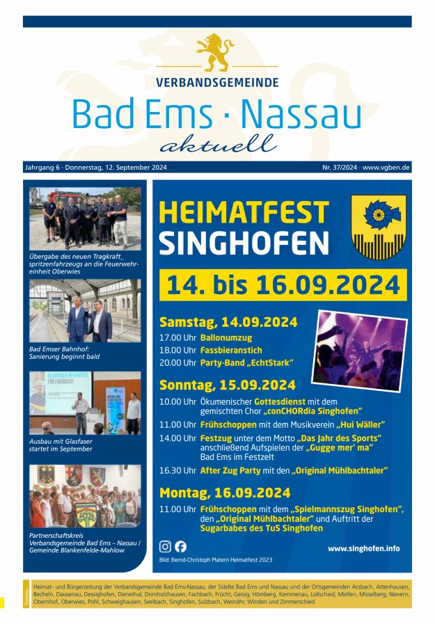 Bad Ems-Nassau aktuell Ausgabe Nassau Titelblatt 37/2024