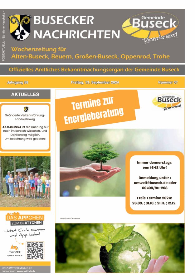 Busecker Nachrichten Titelblatt 37/2024