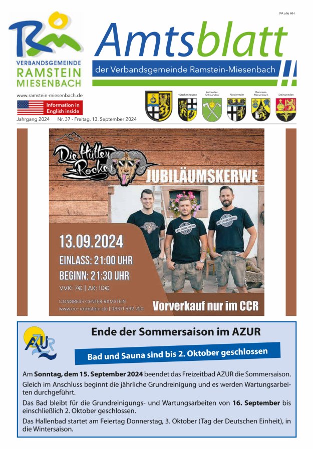 Amtsblatt VG Ramstein-Miesenbach Titelblatt 37/2024