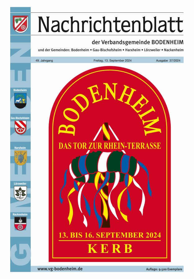 Nachrichtenblatt der VG Bodenheim              Titelblatt 37/2024