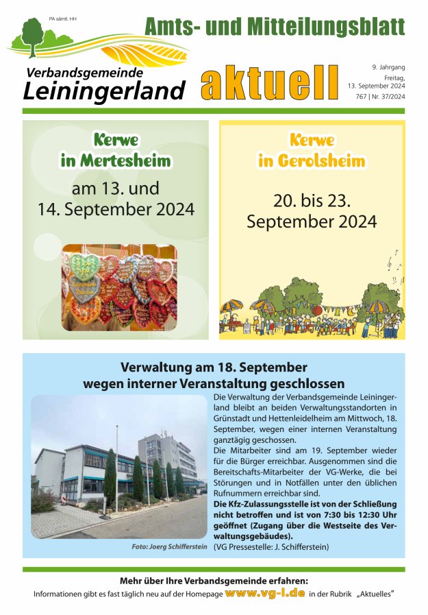 VG Leiningerland aktuell Titelblatt 37/2024
