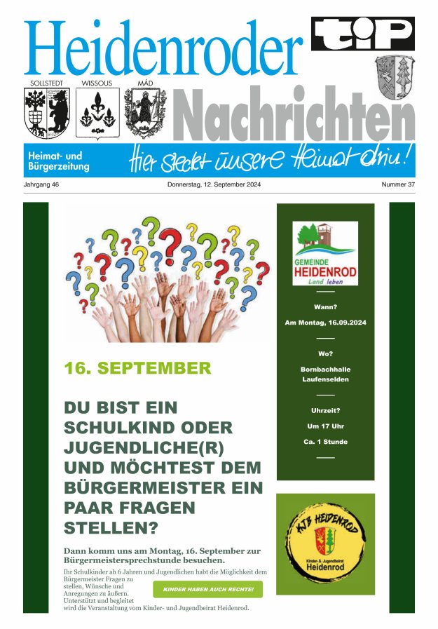 "tip" Heidenroder Nachrichten Titelblatt 37/2024